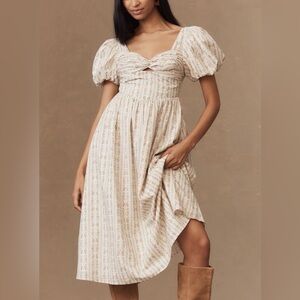 Anthropologie En Saison Rosalia Puff-Sleeve Midi Dress NWT Floral Cotton M